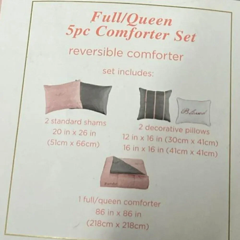 Grey and Pink Full/Queen Comforter NEW